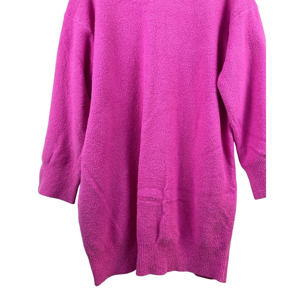 Anthropologie Daily Practice Womens Medium Oversiz Fuschia Boucle Sweater Dress - Picture 3 of 9